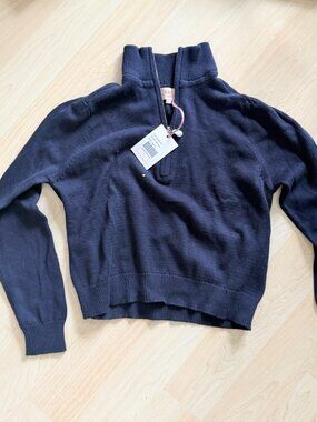 Kilte Los Angeles Taylor Quarter Zip Sweater | Navy | Size 2 | NWT